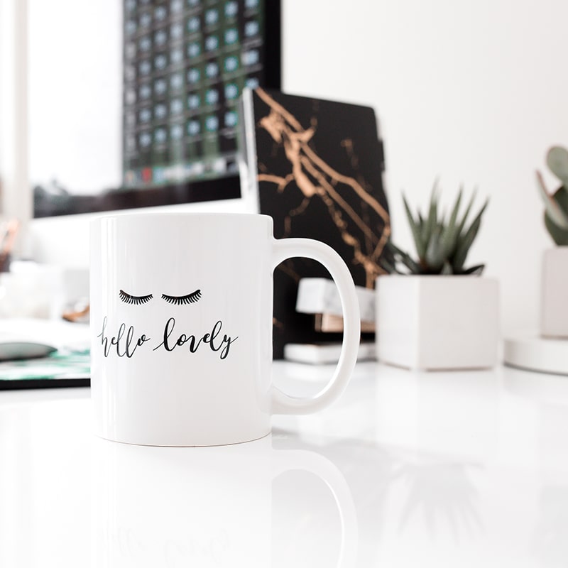 coffee mug on a desk