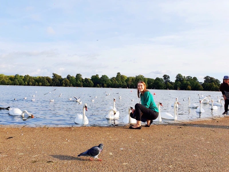 Giorgia with swans